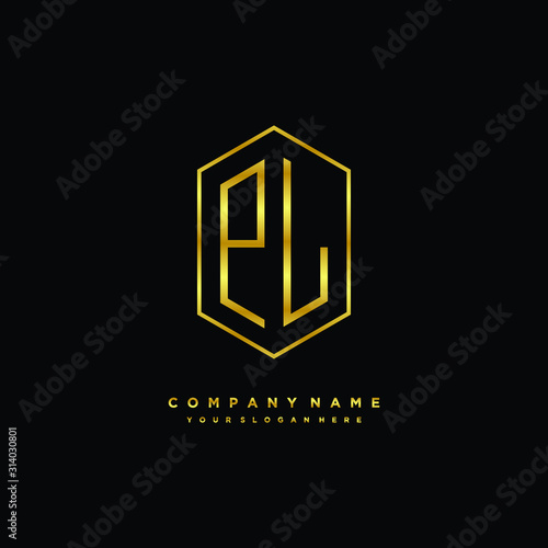 Letter PL logo minimalist luxury gold color