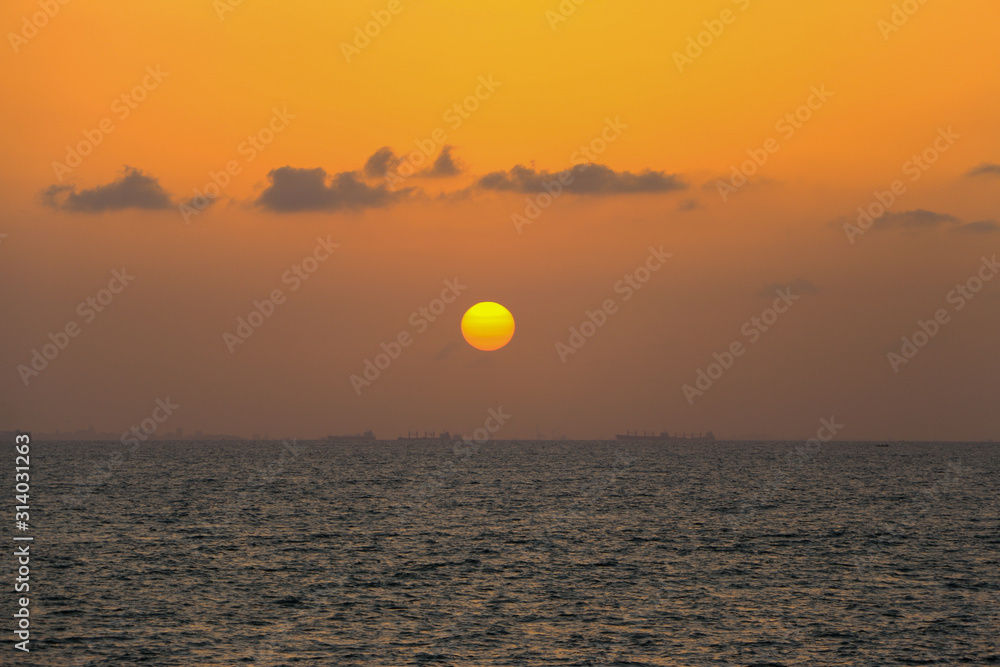 coucher de soleil sur la mer senegal