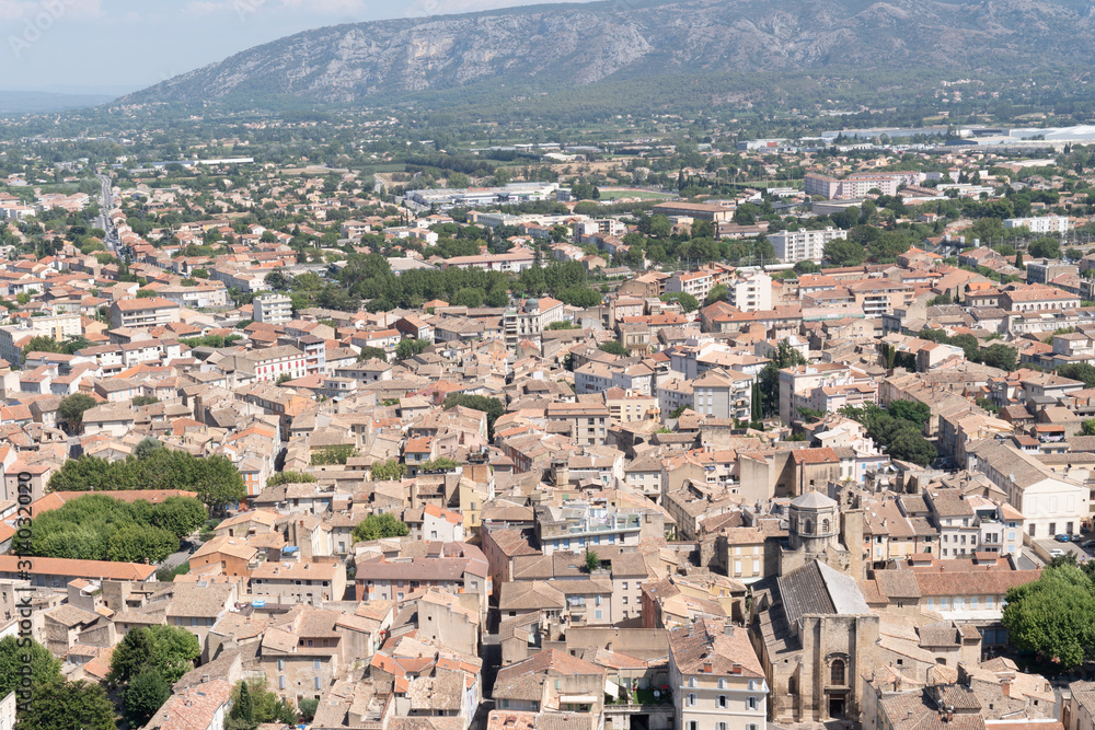 view aerial top of Cavaillon city in Provence France