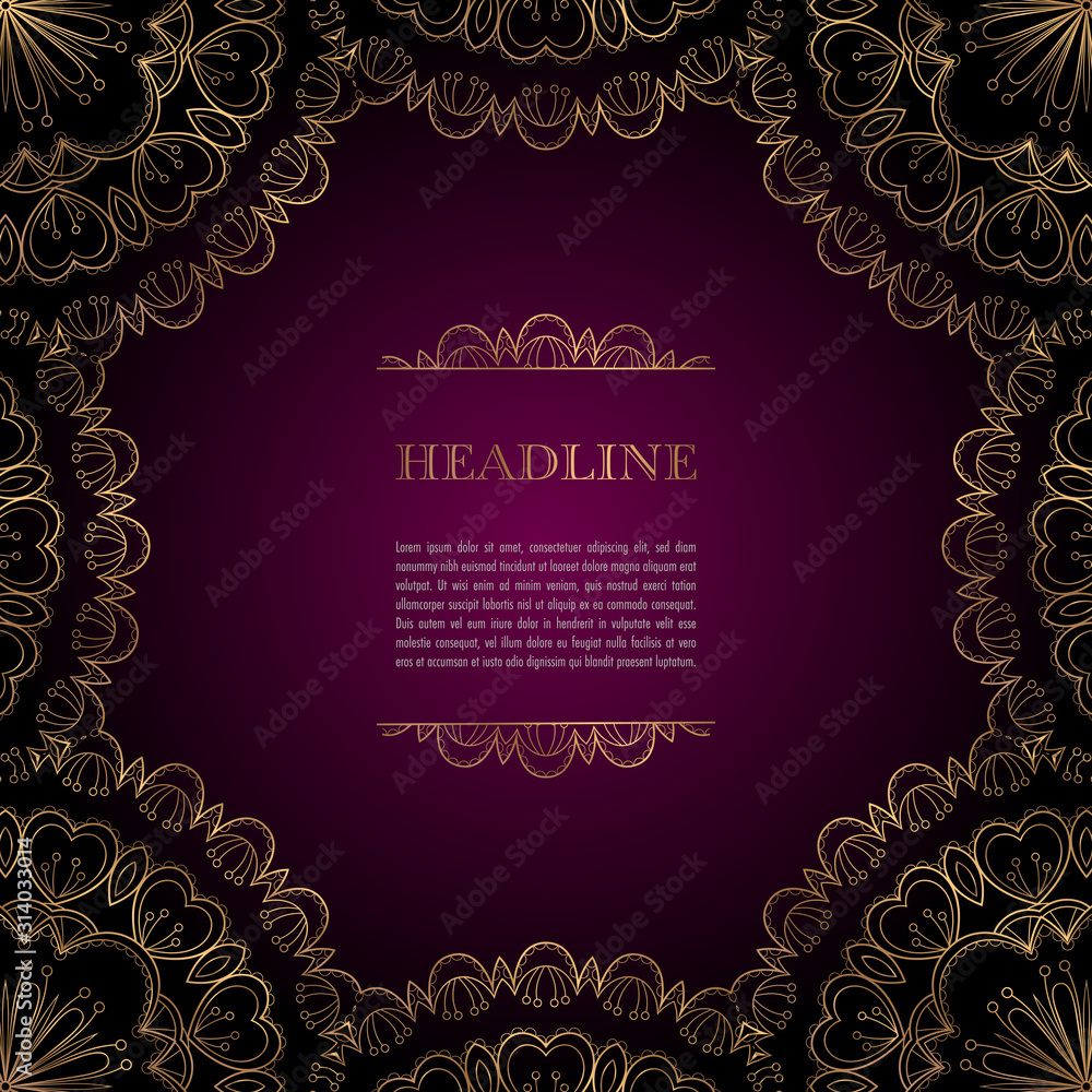 Luxury background with golden ornamental frame for greeting card, invitation or announcement Luxury background with golden ornamental frame for greeting card, invitation or announcement