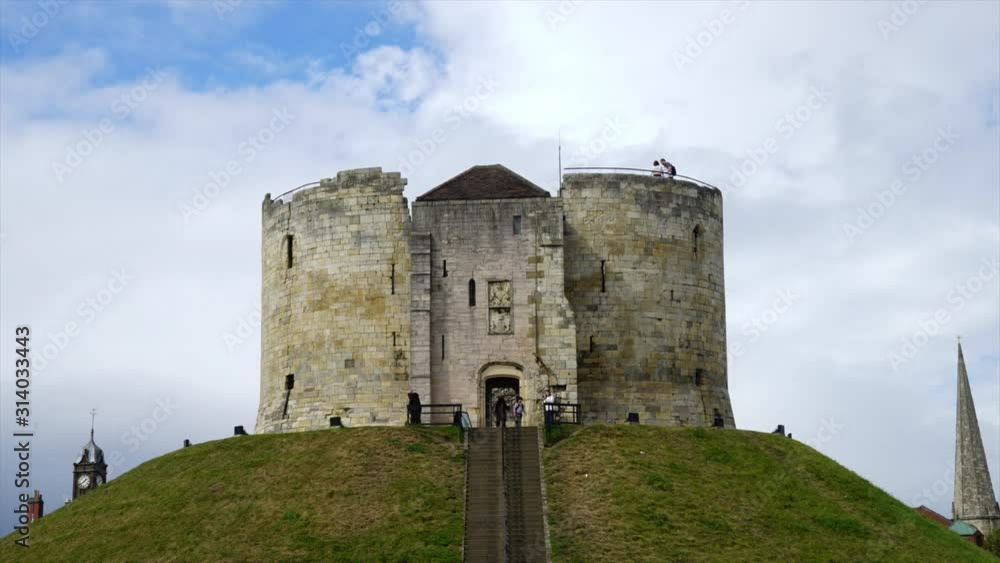timelapse Clifford's Tower at York City in UK timelapse Clifford's Tower at York City in UK