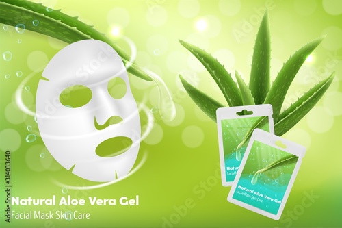 Aloe vera facial mask vector advertising poster template