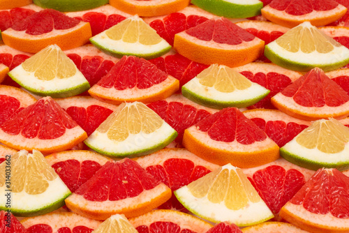 Pomelo and grapefruit slices background.