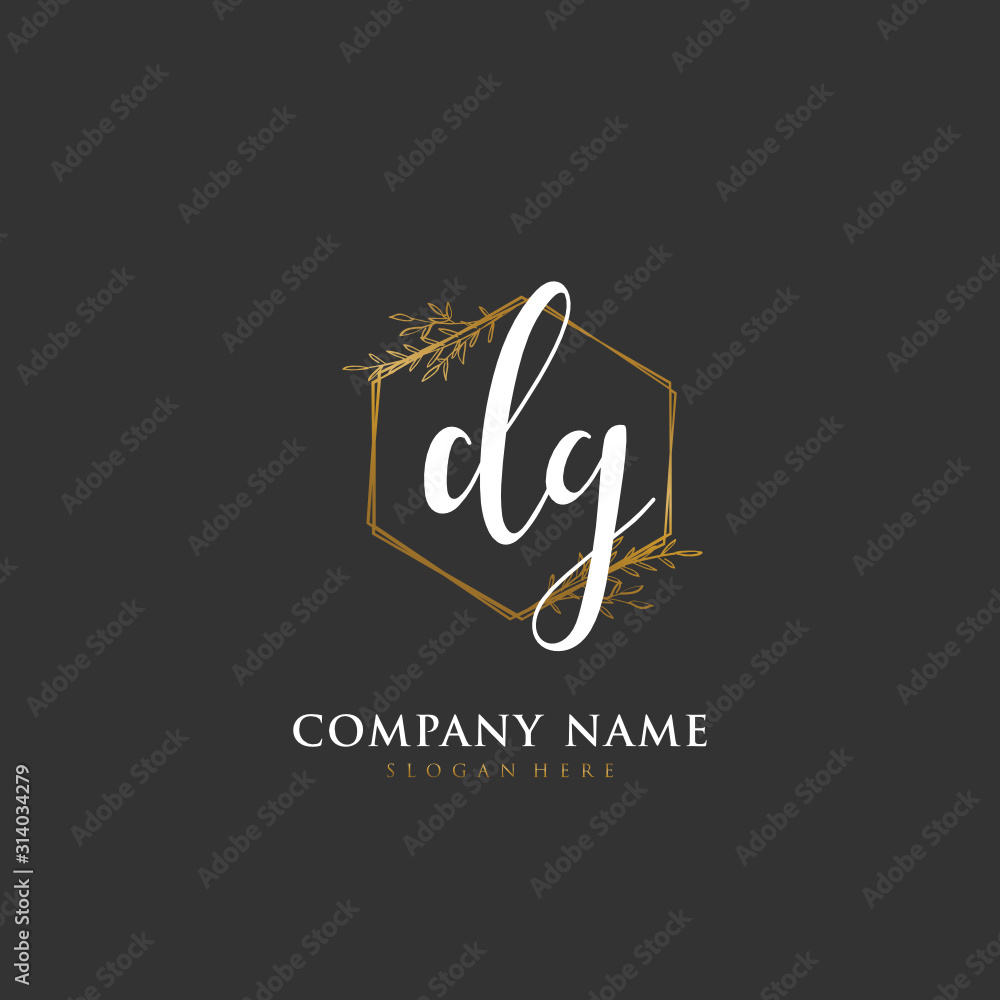 Handwritten initial letter D G DG for identity and logo. Vector logo template with handwriting and signature style. Handwritten initial letter D G DG for identity and logo. Vector logo template with handwriting and signature style.