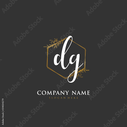 Handwritten initial letter D G DG for identity and logo. Vector logo template with handwriting and signature style.
