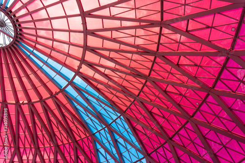 colorful glass ceiling in the building