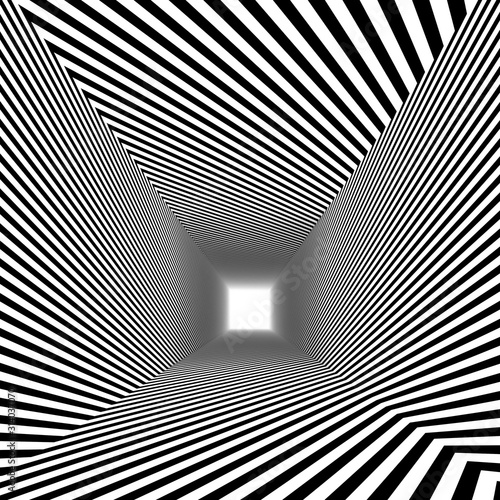 3D Fototapete Schwarze - Fototapete optical illusion., 3d abstract tunnel