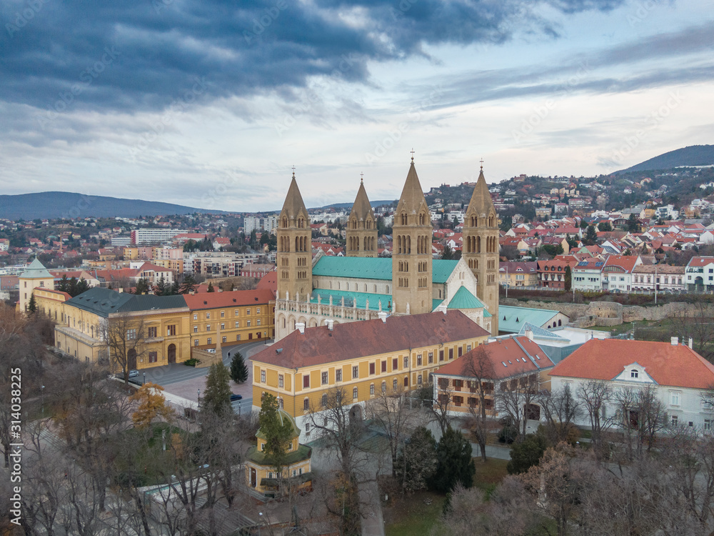 Fototapeta premium Pecs, Szekesegyhaz. bird eye view