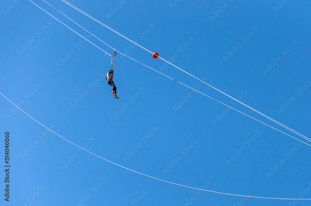 Auf dem Flying Fox nach unten Auf dem Flying Fox nach unten
