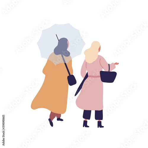 Women with umbrella flat vector illustration