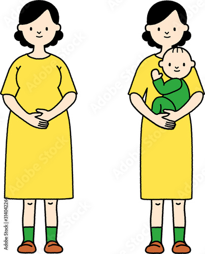 pregnant woman and baby