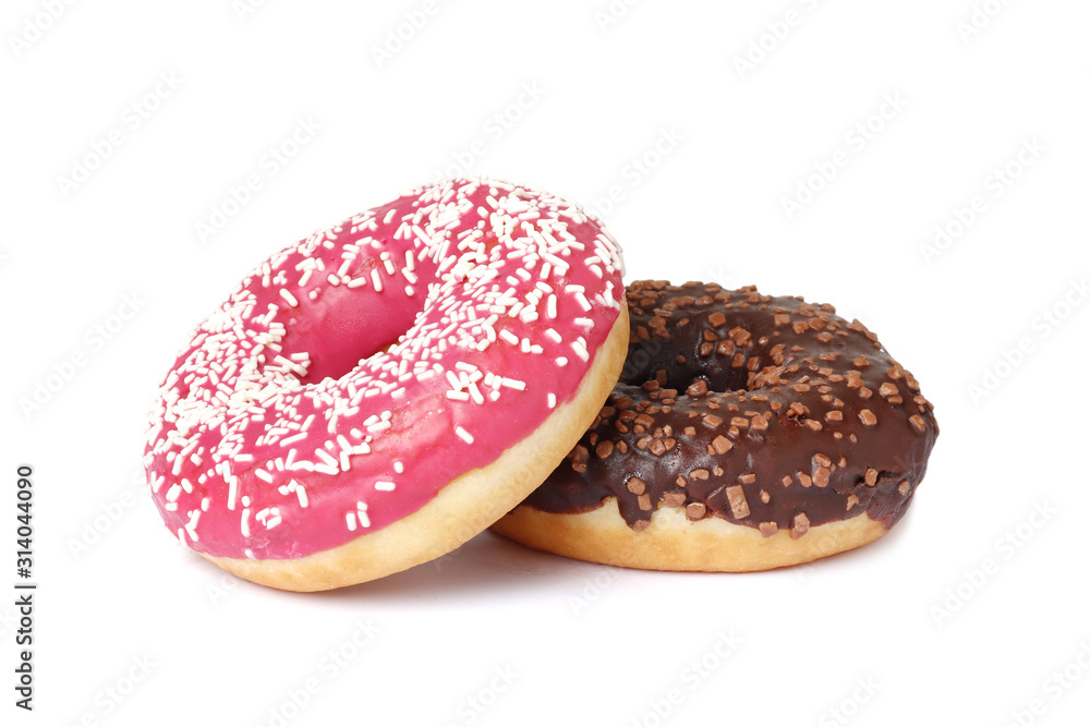 Donuts with sprinkles isolated on white background