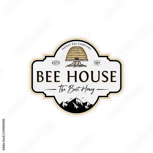 Bee House Vintage logo design for honey company