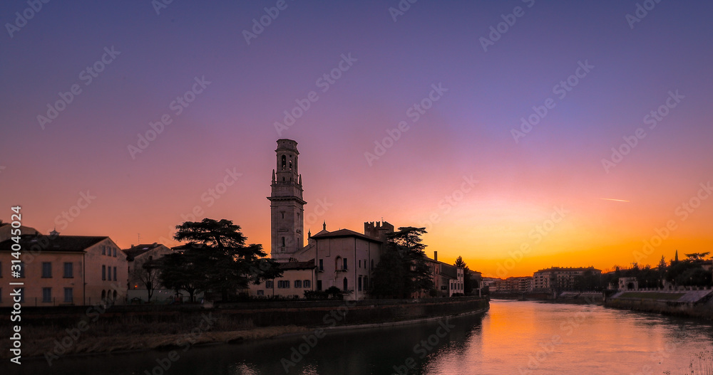 sunset over the Italian city 