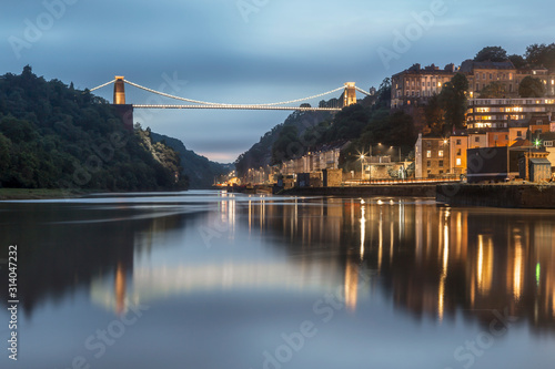 Clifton Suspension Bridge during blue hour