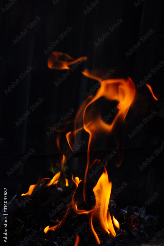 Flames on a dark background. Fire bonfire. Flames on a dark background. Fire bonfire.