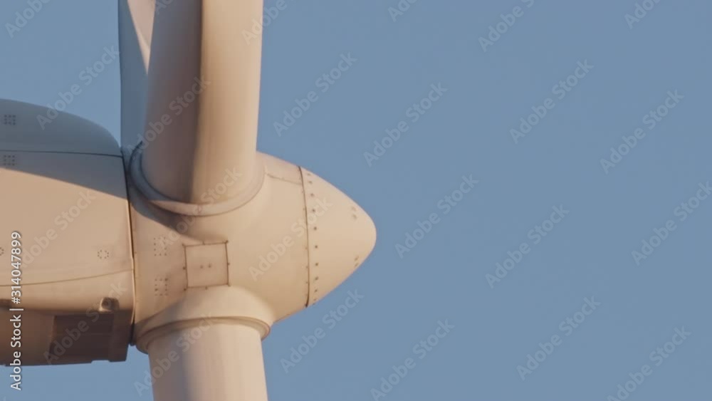 Wind turbine propellers close up shot at sunrise. Wind turbine propellers close up shot at sunrise.