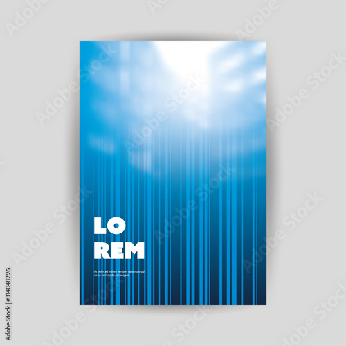 Blue Modern Style Striped Flyer or Cover Design for Your Business with Blurred Urban Theme - Applicable for Business Reports, Presentations, Banners, Placards, Posters