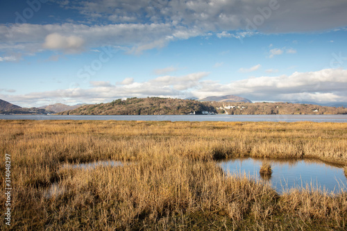 View over the beautiful landscape of the Dwyryd Estuary in North Wales
