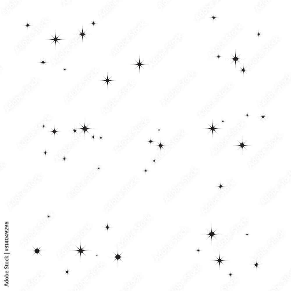 Fireworks star is a random source of flow. Set of shooting star. Stars on a white background.