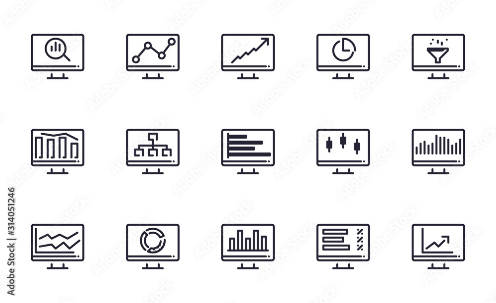Set of Data analysis, Seo, Statistic vector icon illustration