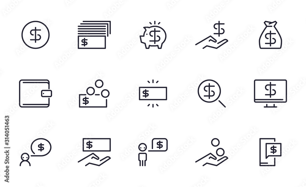 Set of Money, Finance, Banking vector icon illustration Set of Money, Finance, Banking vector icon illustration