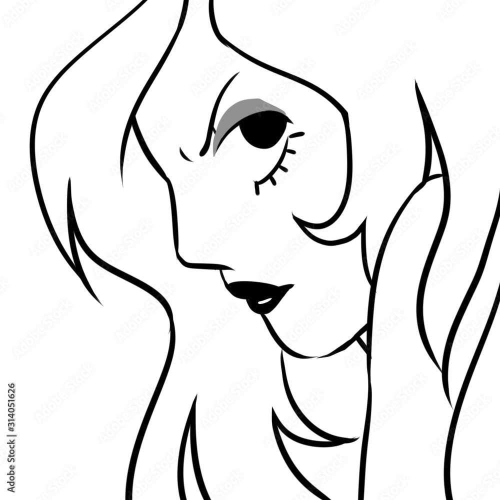 Fierce woman drawing on white background Fierce woman drawing on white background