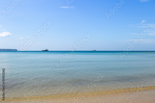Beautfiul peacful beach in Southern Thailand, summer outdoor day light, holiday and vacation destination