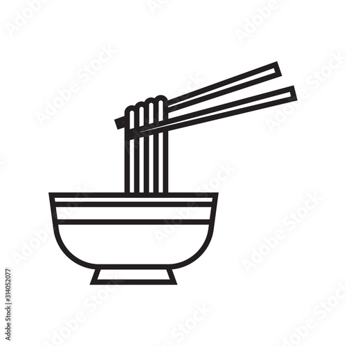 Udon Noodle Thin Line Icon Japanese Theme