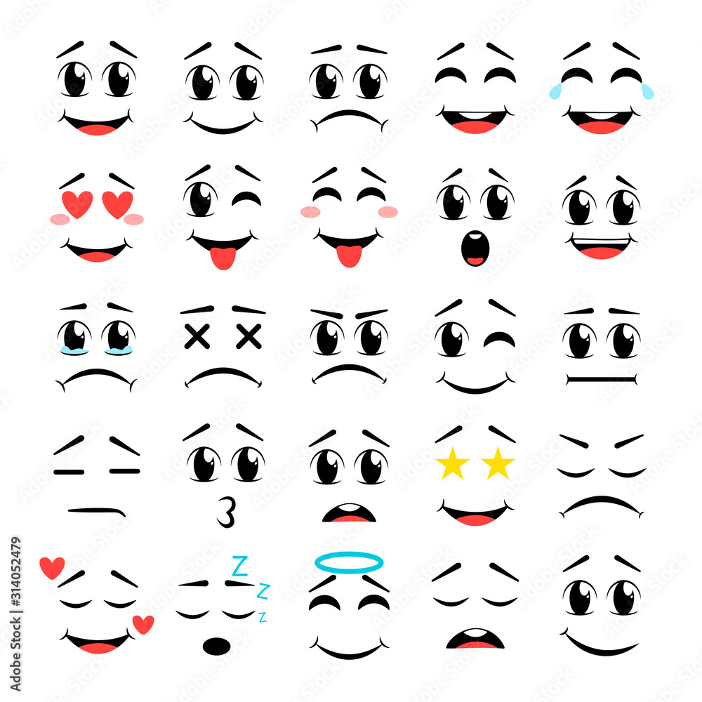 Cartoon faces. Vector illustration Stock Vector | Adobe Stock