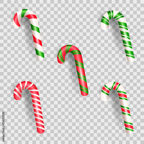 Set of realistic christmas candy cane.