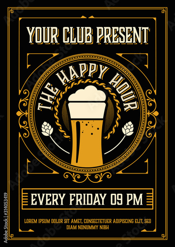 Vintage Happy Hour Poster Layout