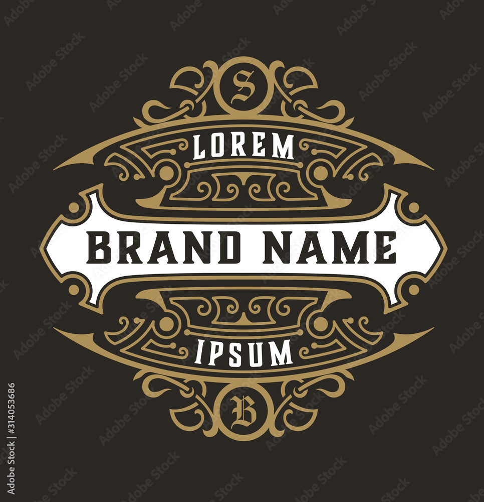 Obraz premium Antique logo with floral details