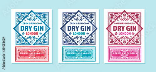 Vintage label with gin liquor design