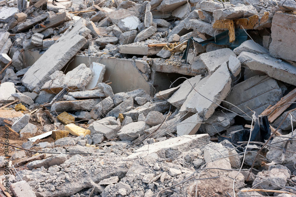 Pile of concrete debris at a building demolition site Pile of concrete debris at a building demolition site