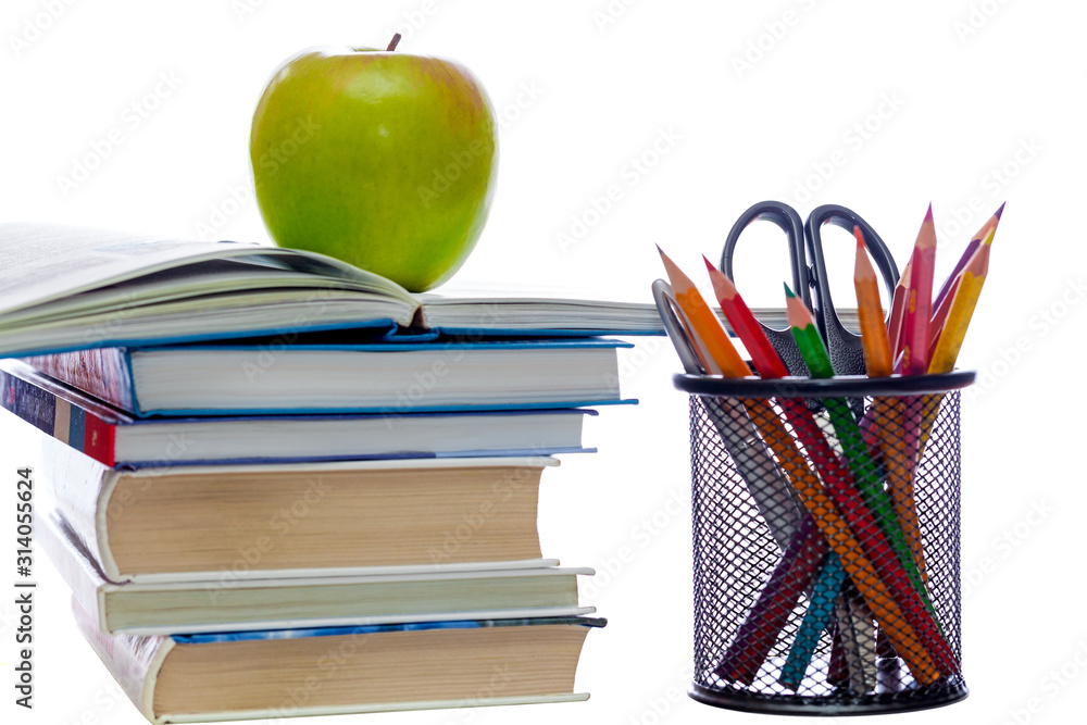 School supplies against white background School supplies against white background
