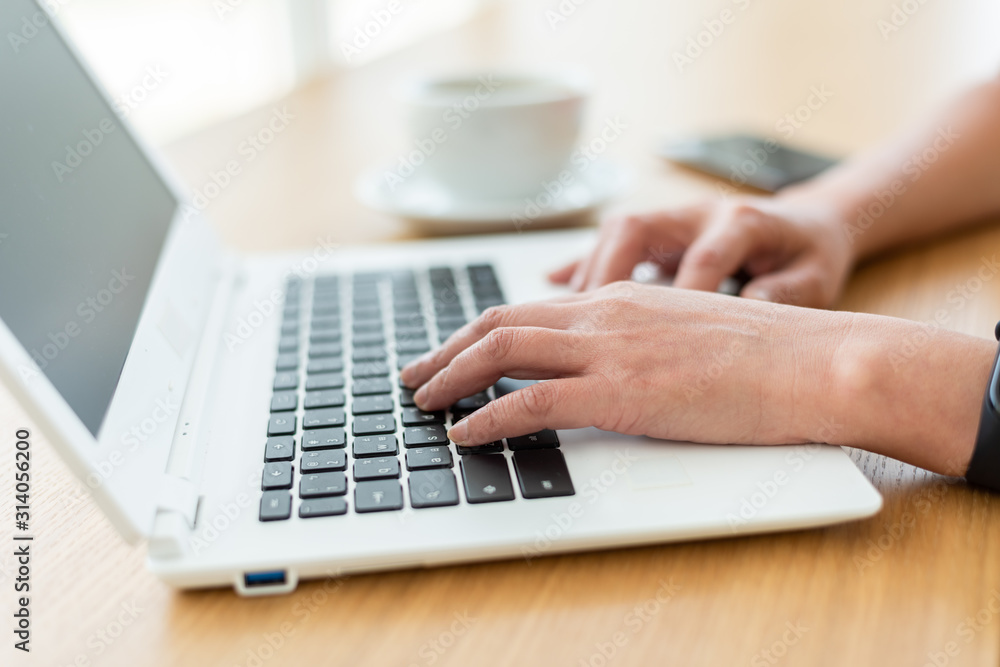 Asian woman working and using laptop Asian woman working and using laptop