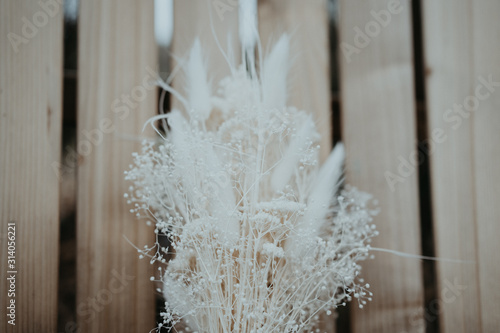 bouquet fleurs sechees blanc crème mariage mariee photo