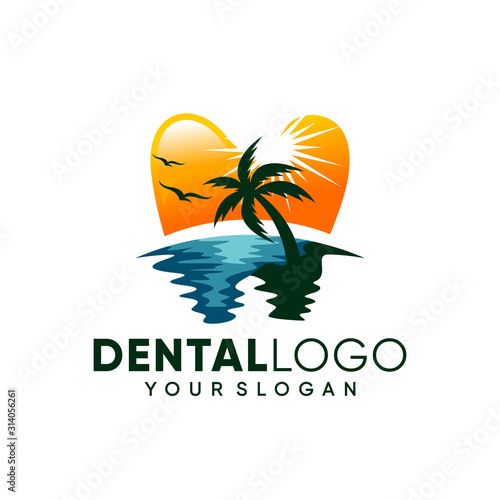 Modern Dental on the Beach logo design inspiration