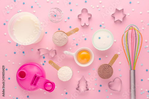 Φωτογραφία fitness diet concept, baking protein, sugar substitute erythritol and eggs, dess