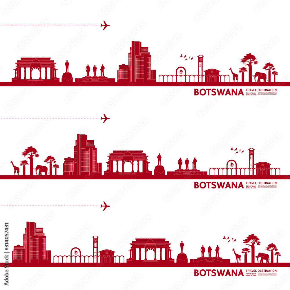 Obraz premium Botswana travel destination grand vector illustration. 
