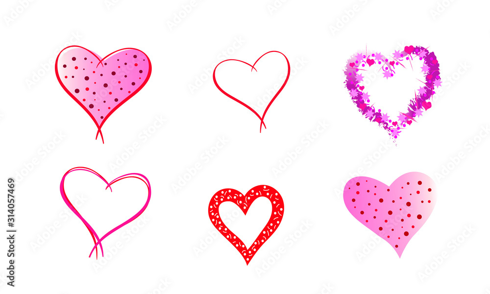 set of decorative hearts for birthday or valentine's day. decorative graphic elements.