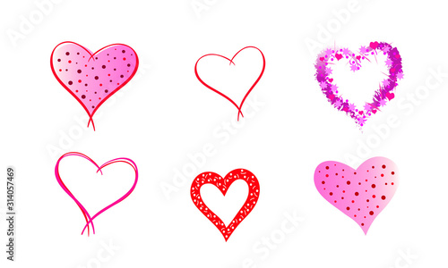 set of decorative hearts for birthday or valentine s day. decorative graphic elements.