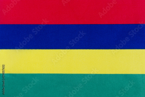 Flag of the Republic of Mauritius on a textile basis close-up