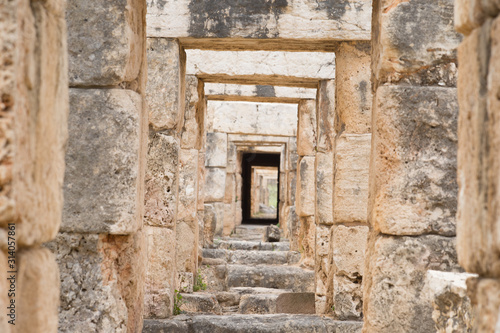 Fototapeta Naklejka Na Ścianę i Meble -  Tyre Hippodrome. Roman remains in Tyre. Tyre is an ancient Phoenician city. Tyre, Lebanon - June, 2019