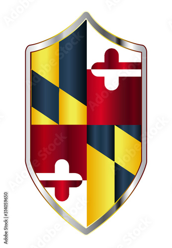 Maryland State Flag On A Crusader Style Shield