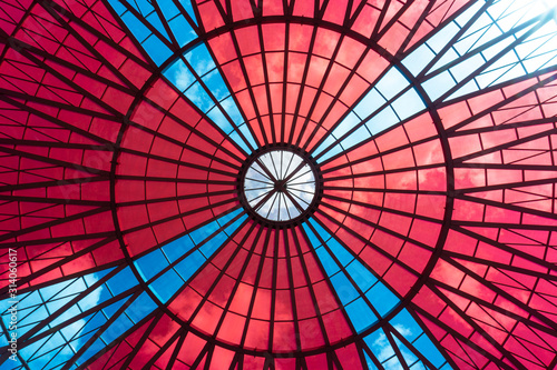 colorful glass ceiling in the building
