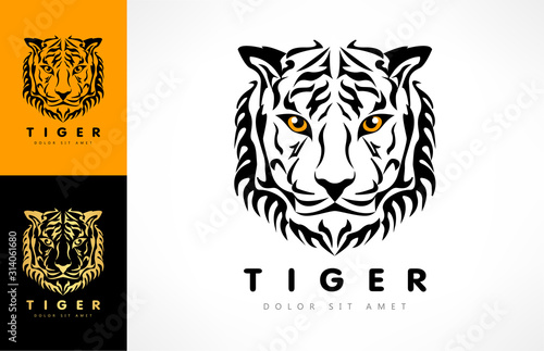 Tiger head logo. Animal mammal vector.
