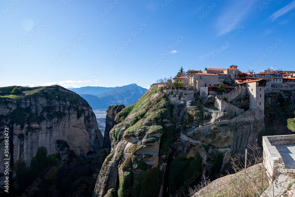 Holy Monastery of Transfiguration of Jesus, Great Meteoron. The Monasteries of Meteora an UNESCO World Heritage in Kalambaka (Kalabaka), Greece. Holy Monastery of Transfiguration of Jesus, Great Meteoron. The Monasteries of Meteora an UNESCO World Heritage in Kalambaka (Kalabaka), Greece.