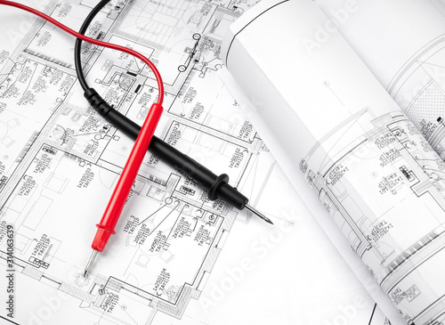 The plan of electrical installation with multimeter